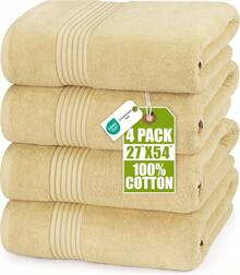 Utopia Towels Luxurious Bath Towels Set, 27 X 54 Inches 100% Ring Spun Cotton, 4 Pack, Beige - 米色 - 查看 1