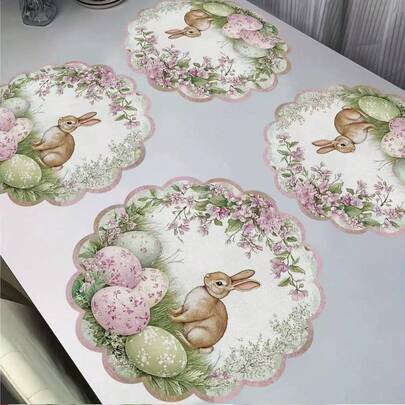 1/4/6/12/320pcs Purple Flower Round Placemats 38*38cm, Suitable For Daily, Festival Parties, Easter And Other Holiday Table Decorations, Home Decor
