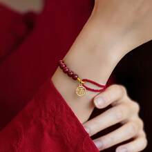 A Red String Woven Lucky Charm Pendant Bracelet, A Of Good Fortune Family And Friends PCPD - Red - View 7
