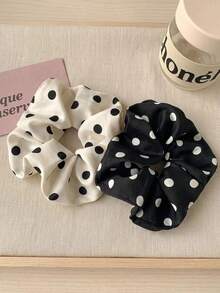 2pcs/Set Cute Polka Dot Extra Large High Elasticity Hair Scrunchies Holiday Accessories Ponytail Holders Hair Elastics Hair Rubber Bands Hair Rope - Multicolor - View 5