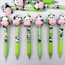 5pcs/3pcs/1pc, Panda Poop Pen Cartoon Creative Stress Relief Squeezable Neutral Pressing - New 2026 Model Pen Features A Soft Rubber Grip, Allowing For Long Periods Of Writing Without Fatigue. Simply Press To Release The Ink Cartridge And Add Smooth Ink. - Multicolor - View 7