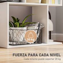 HOMCOM Librería de 5 Niveles, Estantería para Libros en Forma de S con 10 Estantes, para Sala de Estar, Dormitorio, Estudio, Oficina, 60x24x184,5 cm, Blanco - Blanco - Ver 3