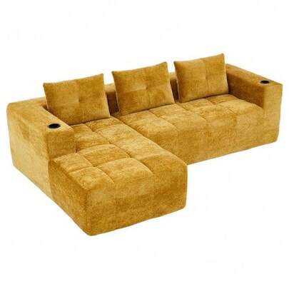 Corner Sofa 258 Cm Wide With Three Cushions (Spring + 2 Cushions With Plastic Pockets) – A Classic, Minimalist And Comfortable Sofa, Ideal For Small Living Rooms And Apartments.
