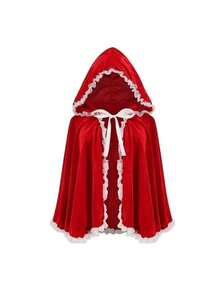 European And American Anime Performance Costumes, Little Red Riding Hood Role-Playing Outfits, Hooded Cape, Cosplay Costume, Red Cape, Women's Costume Cape - Burgundy (with Black Trim) - View 2