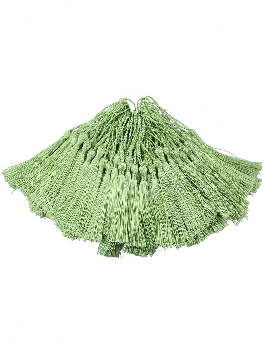 20/50/100pcs 5 Inch/13cm Silk Tassel Bookmarks With 2 Inch Cord Loop And Small Chinese Knot, Suitable For Jewelry Making, Souvenirs, Bookmarks, DIY Crafts - 13cm Fruit Green - View 1
