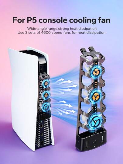 5 Slim / 5 Active Cooling Fan, Enhanced Rear Cooling Heatsink, 3-Speed Adjustment, USB Powered Smart Temp Control, High-Efficiency Cooling To Prevent Overheating, Low Noise Operation, Stable Performance For Long Gaming Sessions, Integrated Cooling Fan Stand Suitable For Digital And Disc Editions