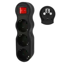 Bộ chuyển đổi phích cắm có công tắc, 3 ổ cắm, ổ cắm mở rộng kiểu Châu Âu Schuko 16A 250V - Phích cắm loại EU E (220-240V) - Xem 2