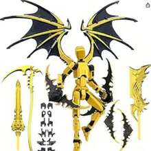 Posable Demon Wings Action Figure, Detailed Assembly Model, Fashionable Grim Reaper Sculpture Decor, Excellent Desktop Ornament, Holiday/Birthday Gift - Multicolor - View 7