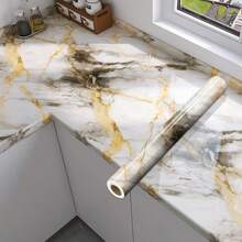 Giấy dán tường vân đá cẩm thạch vàng cao cấp tự dính - Dễ dán, có thể bóc và tháo gỡ, dễ lắp đặt, chống thấm nước, thích hợp cho mặt bàn bếp và phòng tắm, tủ và tường, không cần keo, dễ thi công. - Vàng cao cấp - Xem 5