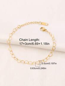 1pc Stainless Steel Heart Bracelet Fashion Simple Gold Color Statement Chain Bracelets Jewelry Gift For Women - Bracelet - View 7