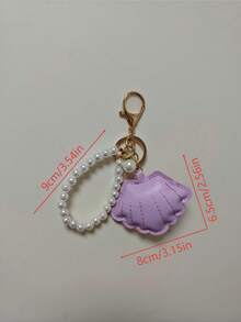 Seashell Keychain, Pearl Pendant, PU Leather Keychain, Bag Charm, Car Keychain, Sweet Style, Exquisite Accessory, Portable Anti-Lost, Cute Gift, Macaron Color Seashell Keychain, Holiday Gift - Multicolor - View 8