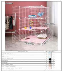 Large Indoor Cat Cage Villa With Storage Cabinet And Litter Box, Spacious Freedom For Pet Cats - Multicolor - View 16