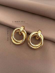1 Đôi bông tai khoen hình học bất đối xứng phóng khoáng thời trang, bông tai xoắn rỗng kiểu retro sang trọng, phù hợp cho phụ nữ đeo hàng ngày và trong các dịp lễ hội. - hình học - Xem 4