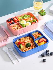 1 hộp cơm trưa di động chống rò rỉ, hộp đựng salad kèm thìa và dĩa, dùng được trong lò vi sóng và máy rửa chén, hình chữ nhật. - Nhiều màu - Xem 6