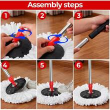 HOT 2026 New Luxury Upgraded Mop And Bucket Set,Stainless Steel Material Including A 360° Rotating Mop Head, Three Microfiber Mop Heads, And A 61-Inch Adjustable Handle; High-Efficiency Cleaning Products. - 一 - 查看 3