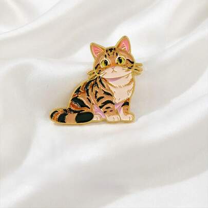 1 chiếc ghim cài áo hình mèo dễ thương bằng men, huy hiệu mèo tam thể sống động như thật, thích hợp cho người yêu thú cưng, cài lên quần áo, túi xách, ghim cài áo thời trang unisex, quà tặng sinh nhật lý tưởng.