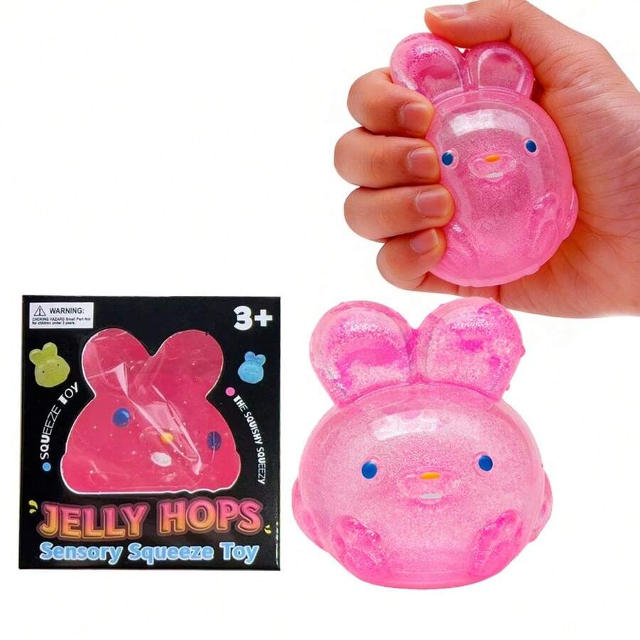 1 Cute Stress Relieving Transparent Rabbit Shaped Super Adhesive Injectable Bubble Toy: A Portable Squeeze Toy That Is Perfect For Placing On A Desk Or Relaxing On The Go. Tabas Is A Soft And Fluffy Toy For Teenagers (Suitable For Those Over 3 Years Old) | Fun And Challenging Sensory Games, Perfect As A Christmas, Halloween, And Birthday Gift, Making It An Ideal Holiday Gift.  Hand Activity Toys - 粉色 - 查看 1