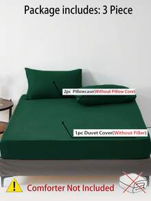 3pcs Soft & Comfortable Brushed Woven Fitted Sheet Set (1*Fitted Sheet + 2*Pillowcases), Olive Green, Suitable For Bedroom, Guest Room, All Season, Machine Washable - Dark Green - View 7