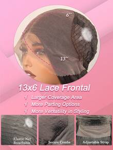 13x6蕾丝假发，黑色长卷发，女士假发，耐热丝绸材质，适合日常佩戴 - 黑色 - 查看 9