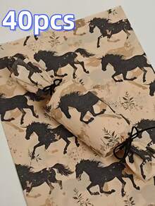 10/20/40pcs Black Horse Patterned Tissue Paper, Measuring 20.0 X 14.0 Inches, Suitable For Gift Packaging, Clothing Packaging, Wine Packaging, Filling Gift Boxes, Protecting Fragile Items, And As Decorations For Easter, Birthdays, And Valentine's Day - Packaging Paper - View 9