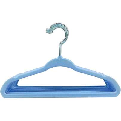 Good & Good - Set de 10 Ganchos Infantiles para Ropa de Terciopelo - Perchas Antideslizantes de Acero, Ultra Delgados y Resistentes, Color Azul,44600335