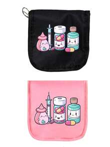 Bolsa de medicina portátil, bolsa de almacenamiento con patrón de pastillas y jeringas de dibujos animados lindos, organizador de medicina compacto y kit de primeros auxilios, kit médico portátil, conveniente para viajes, uso diario/exterior/viajes/dormitorio, accesorio médico esencial para personas conscientes de la salud y viajeros frecuentes, bolsa de medicina pequeña de tela multifuncional, bolsa de primeros auxilios médica portátil, bolsa de medicina para viajes al aire libre, bolsa de almacenamiento de medicina de primeros auxilios para dormitorio, kit de supervivencia, bolsa de almacenamiento de cuidado de la salud diario, regalo del Día del Maestro, regalo de regreso a la escuela, regalo de Pascua - Multicolor - Ver 22
