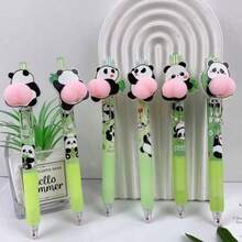 5pcs/3pcs/1pc, Panda Poop Pen Cartoon Creative Stress Relief Squeezable Neutral Pressing - New 2026 Model Pen Features A Soft Rubber Grip, Allowing For Long Periods Of Writing Without Fatigue. Simply Press To Release The Ink Cartridge And Add Smooth Ink. - Multicolor - View 8
