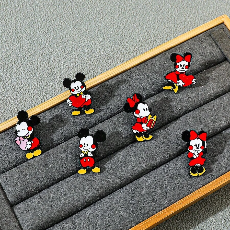 Disney Bộ 10 chiếc ghim cài áo hình chuột Mickey dễ thương kiểu retro, thích hợp để trang trí ba lô, quần áo và túi xách. - Nhiều màu - Xem 1