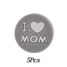5 pièces Perles rondes en silicone "J'AIME MAMAN", accessoires de bijouterie pour la Fête des Mères, convient pour les bracelets DIY, les colliers, les charms de téléphone, la décoration de sacs, des cadeaux artisanaux créatifs pour la mère et la famille - Multicolore - Voir 7