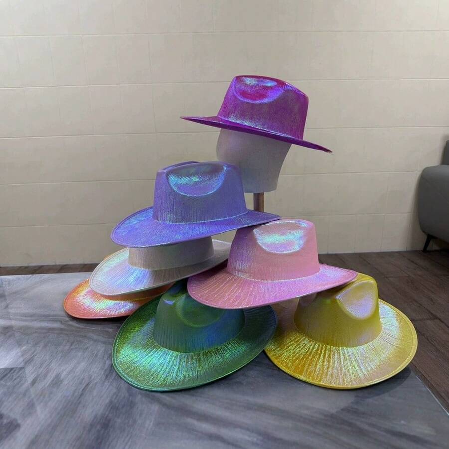 Chapeau de cowboy coloré, chapeau de fête polyvalent et à la mode pour l'Halloween - Multicolore - Voir 1
