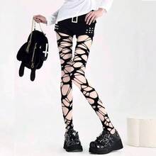 A Pair Of Homemade Gothic Punk Style Stockings Hot Girl Subculture Y2K Black Hole Stockings Bottoming Pantyhose - 均碼 - 查看 3