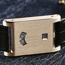 1pc CILOA Niche Design Artistic Square Watch, Retro Gold Brown/Black Silver Leather Strap, Luxury Quartz Watch - Black - View 5