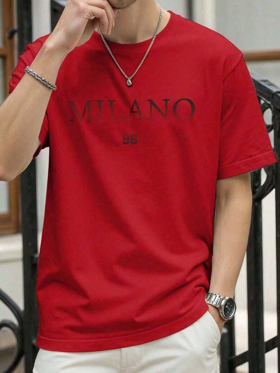 Men's NEOREFINED Oversized T-Shirt With Letter Print And Dropped Shoulders - 彩色 - 查看 1