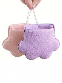 4件套猫爪形洁面海绵，柔软木浆棉质卸妆去角质磨砂垫，可悬挂使用，适合敏感肌肤 - 彩色 - 查看 7