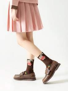 5/10 Pairs Cartoon Animal Print Breathable Mesh Mid-Calf Socks, Comfortable Versatile Sports & Student Socks, Casual Daily Wear - Multicolor - View 8