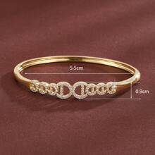 1pc Minimalist Round Chain Design Cubic Zirconia Inlaid Women Bracelet - Multicolor - View 5