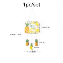 Summer Party & Vacation Fruit & Ice Cream Wooden Hanging Decor, Birthday Party Entrance Ornament, Watermelon, Strawberry, Pineapple, Coconut Background Wall Banner - Summer - View 7