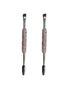 1 Stück funkelnder Strass-Augen-Make-up-Pinsel, erschwingliches tragbares Make-up-Pinsel-Set; enthält doppelseitigen Augenbrauenpinsel, Wimpernkamm, Concealer-Pinsel, Unteraugen-Schattenpinsel, spiralförmigen Augenbrauenkamm, Reise-Essential, Make-up-Werkzeug - Verschiedenfarbig - Übersicht 12