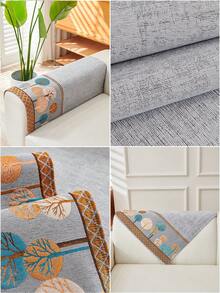 1PC Chenille Jacquard Sofa Cover With Full Moon Tree Pattern, Non-Slip Pet-Resistant Cushion Pad, All-Season, Machine Washable, Elegant Decor For Room, Premium Sofa Protector - Multicolor - View 7