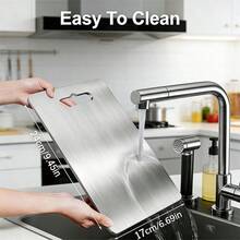 Premium Stainless Steel Kitchen Cutting Board, Upgraded In 2026 To 100% 304 Stainless Steel Construction For Lasting Durability. Features A Non-Slip, Non-Stick Surface And Portable Design Ideal For Cutting Meat And Vegetables. - Bạc - Xem 11