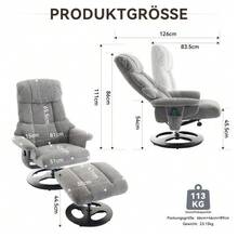 Comfortable Reclining Armchair 025 With Massage And Heating Functions, Tilt And Footrest, 360° Swivel, White Chenille Upholstery. Original Reference: W2087P294007 - B - View 3