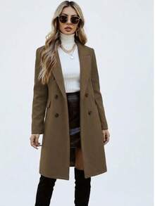 Women's Wool Overcoat With Buttons And Pockets - Cold Winter, Saint John's Day, June Festival 2026 - Rust Brown - View 3