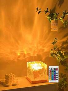 1个16色水波投影夜灯，发光立方体水晶灯，带触摸/遥控功能，适用于家庭、办公室、酒吧、水下夜景装饰、氛围照明 - 彩色 - 查看 6