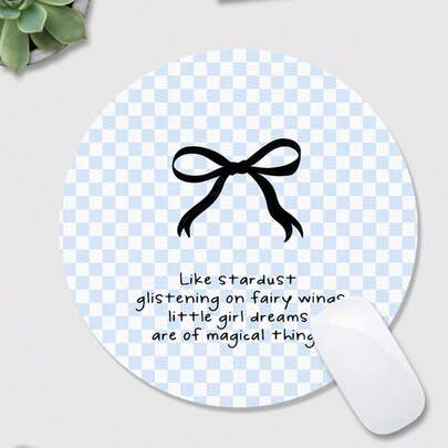 1 件装，蓝色格子蝴蝶结图案 PU 皮革鼠标垫，笔记本电脑桌垫，防滑，可水洗，防污，适合情侣/学生/办公室/学习空间，生日礼物，毕业礼物。