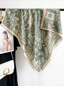 Khăn choàng lớn in họa tiết hoa điều và paisley cổ điển, chất liệu giả lụa satin sang trọng, phụ kiện cao cấp đa năng giúp tôn dáng và nâng tầm phong cách, món quà lý tưởng. - Nhiều màu - Xem 5