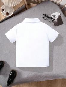 Áo sơ mi nam cổ điển, giản dị, phong cách trường học, tay ngắn màu trắng, thích hợp cho các buổi tiệc, tụ họp, biểu diễn - trắng - Xem 2