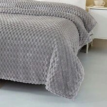 1 chiếc chăn lông cừu họa tiết rùa, chăn ngủ trưa văn phòng, chăn mềm mại, chăn dùng khi điều hòa, chăn nhỏ, chăn ấm áp. - Màu Xám nhạt - Xem 4