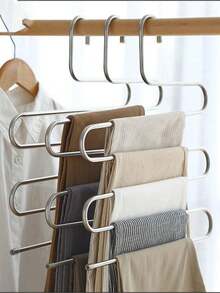 5-Tier Stainless Steel Pant Rack - S-Shaped, Non-Slip, Seamless Multi-Layer Storage Rack, Suitable For Wardrobe Storage, Ideal For Jeans And Trousers, Space-Saving, Tidy Wardrobe Arrangement, Summer Wardrobe Clothing Storage Rack - View 7