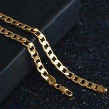 Special Offer 18K Gold Plated Necklaces 925 Stamp Silver Color Classic 8MM Sideways Chain For Men Woman Fine Jewelrys Wedding Party - Gold - View 4