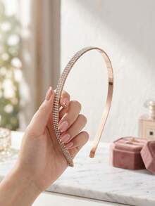 1pc 7mm Width Full Rhinestone Slim Headband, Multi-Color Options, Luxury Sparkling Rhinestone Design, Metal Headband Fits Comfortably Without Slipping, Suitable For Daily Commute, Party, Wedding And Other Occasions, A Versatile And Exquisite Hair Accessory For Women To Create Stylish Looks Travel Accessories Hair Band Hair Hoop - Multicolor - View 6